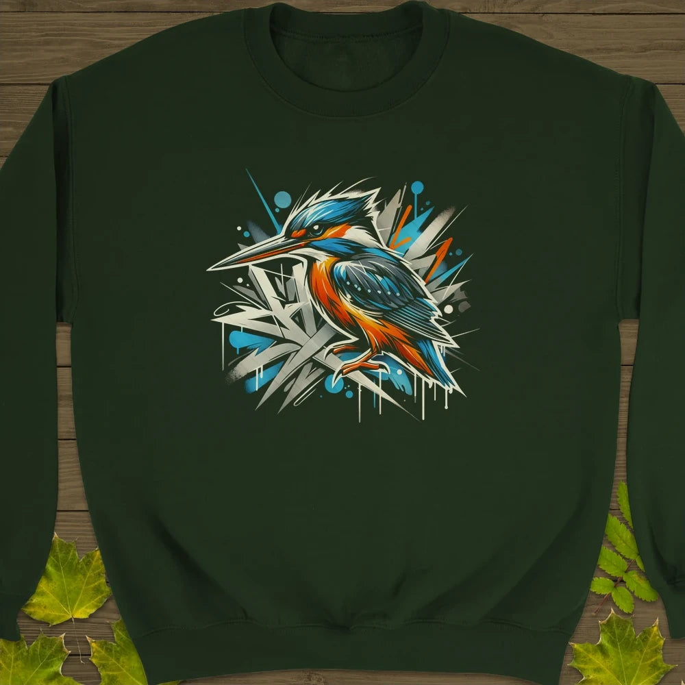 Urban Wildlife Kingfisher Crewneck Sweatshirt Forest Green