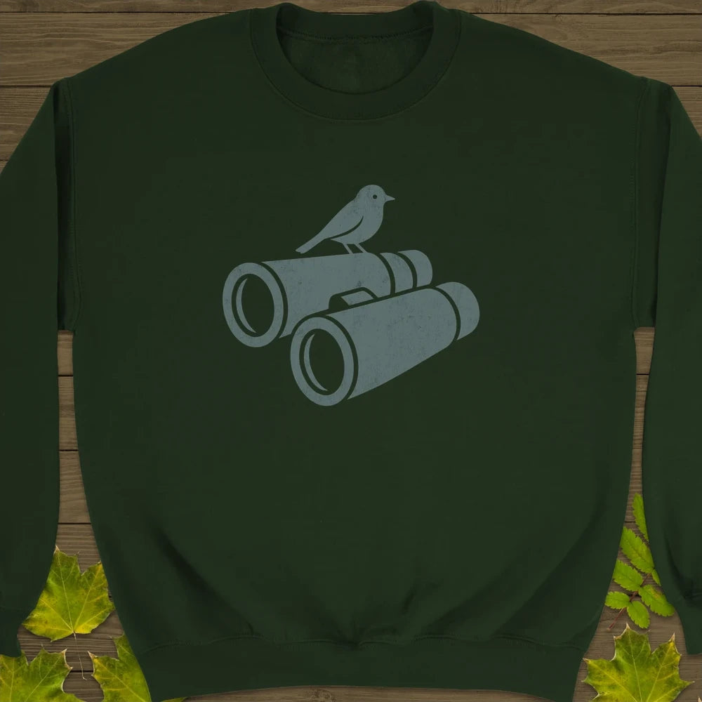 Bird on Bins Crewneck Sweatshirt Forest Green