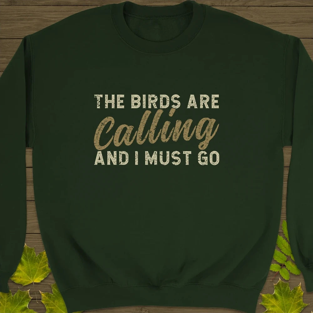 Birds Are Calling Crewneck Sweatshirt Forest Green