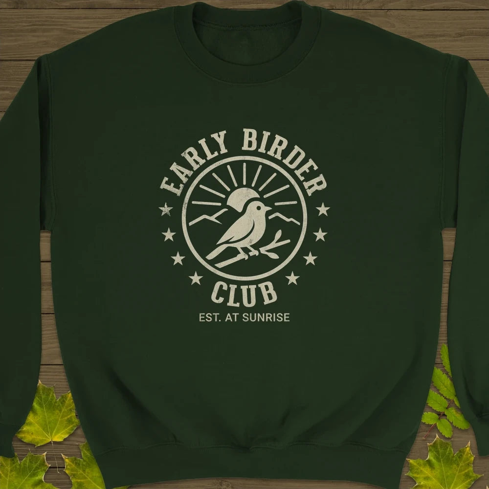 Early Birder Club Crewneck Sweatshirt Forest Green