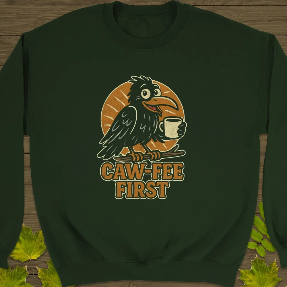 Caw-Fee First Crewneck Sweatshirt Forest Green