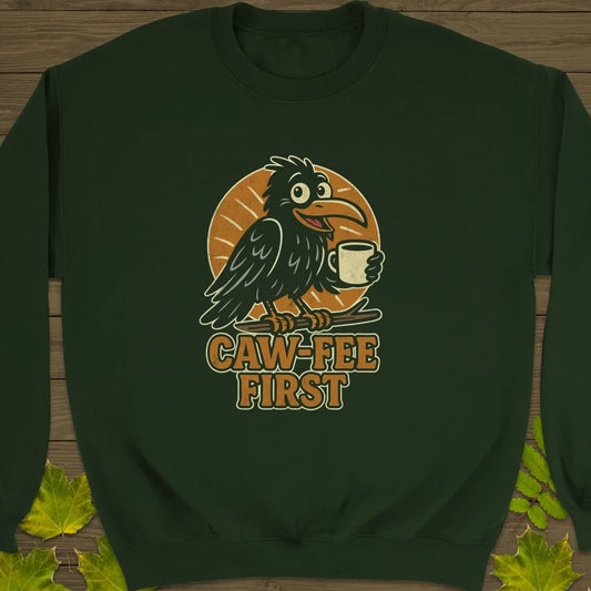 Caw-Fee First Crewneck Sweatshirt Forest Green