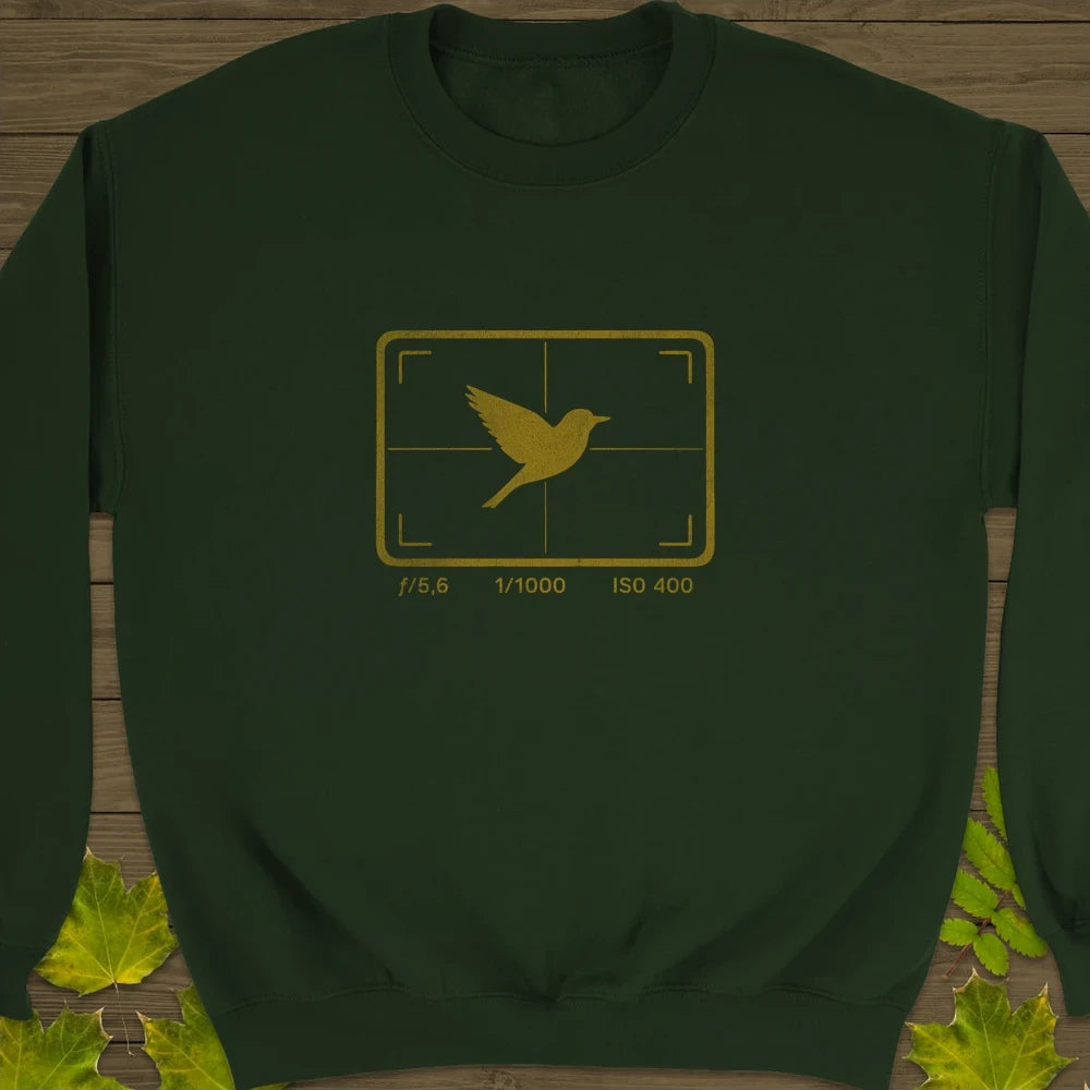 ISO 400 Bird Photography Crewneck Sweatshirt Forest Green
