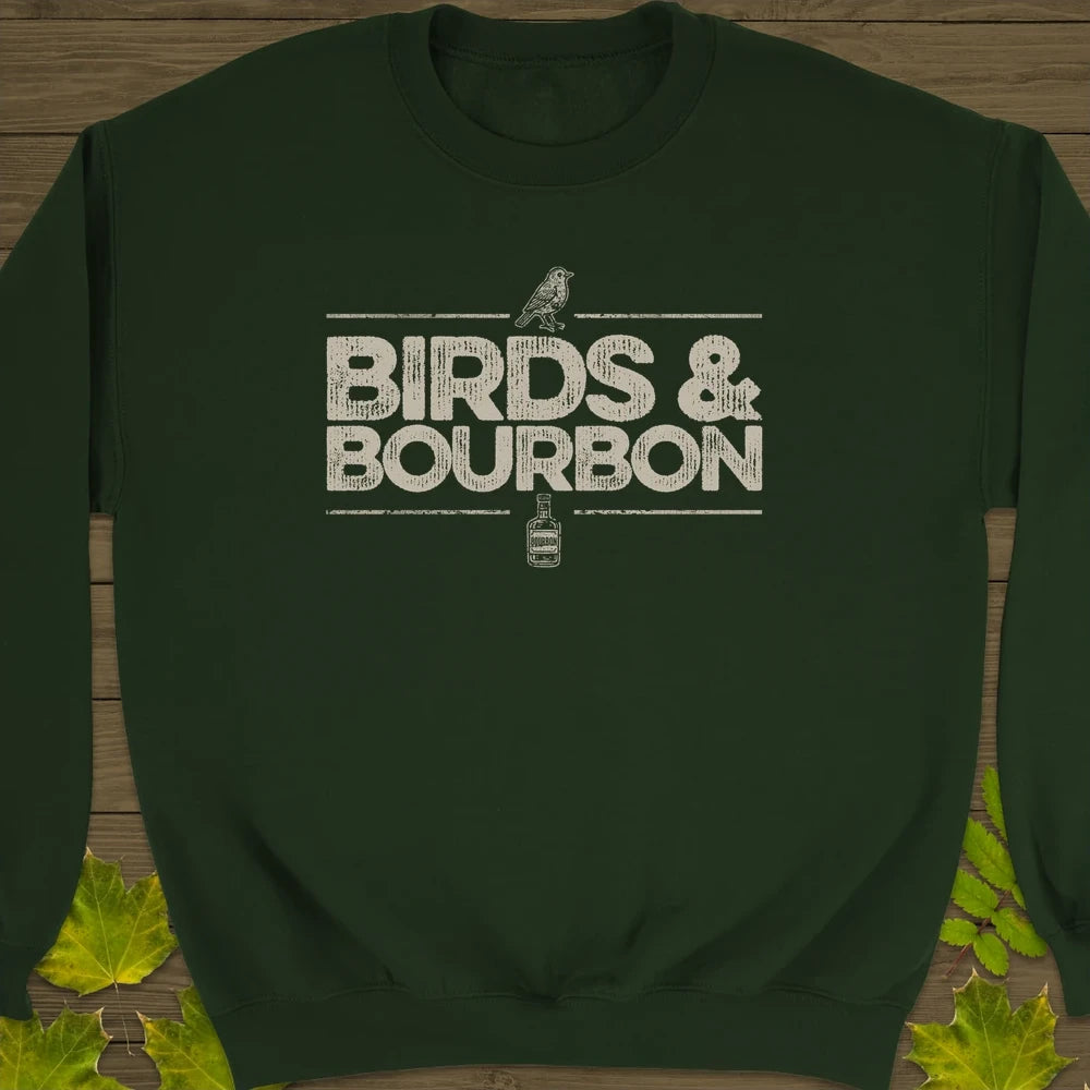 Birds & Bourbon Crewneck Sweatshirt Forest Green