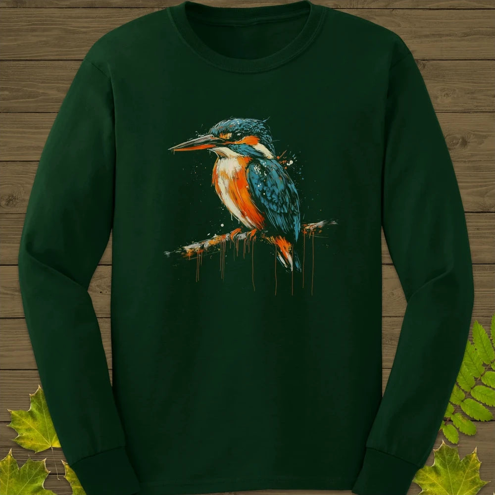 Graffiti Kingfisher Long Sleeve Forest Green