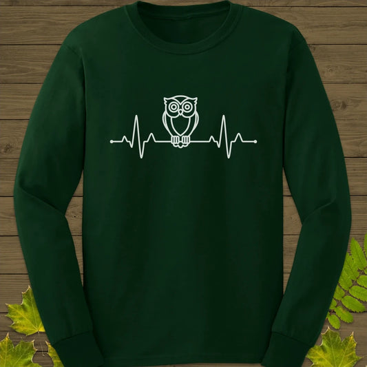 Owl Heartbeat Long Sleeve Forest Green
