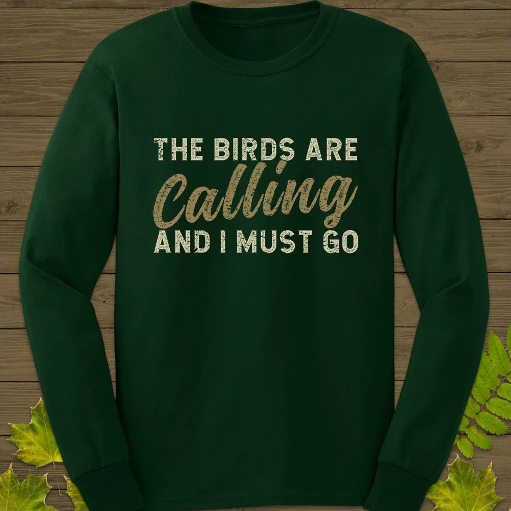 Birds Are Calling Long Sleeve Forest Green
