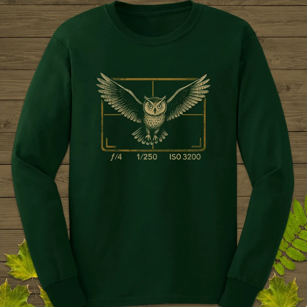 Owl and Camera Frame Long Sleeve Forest Green