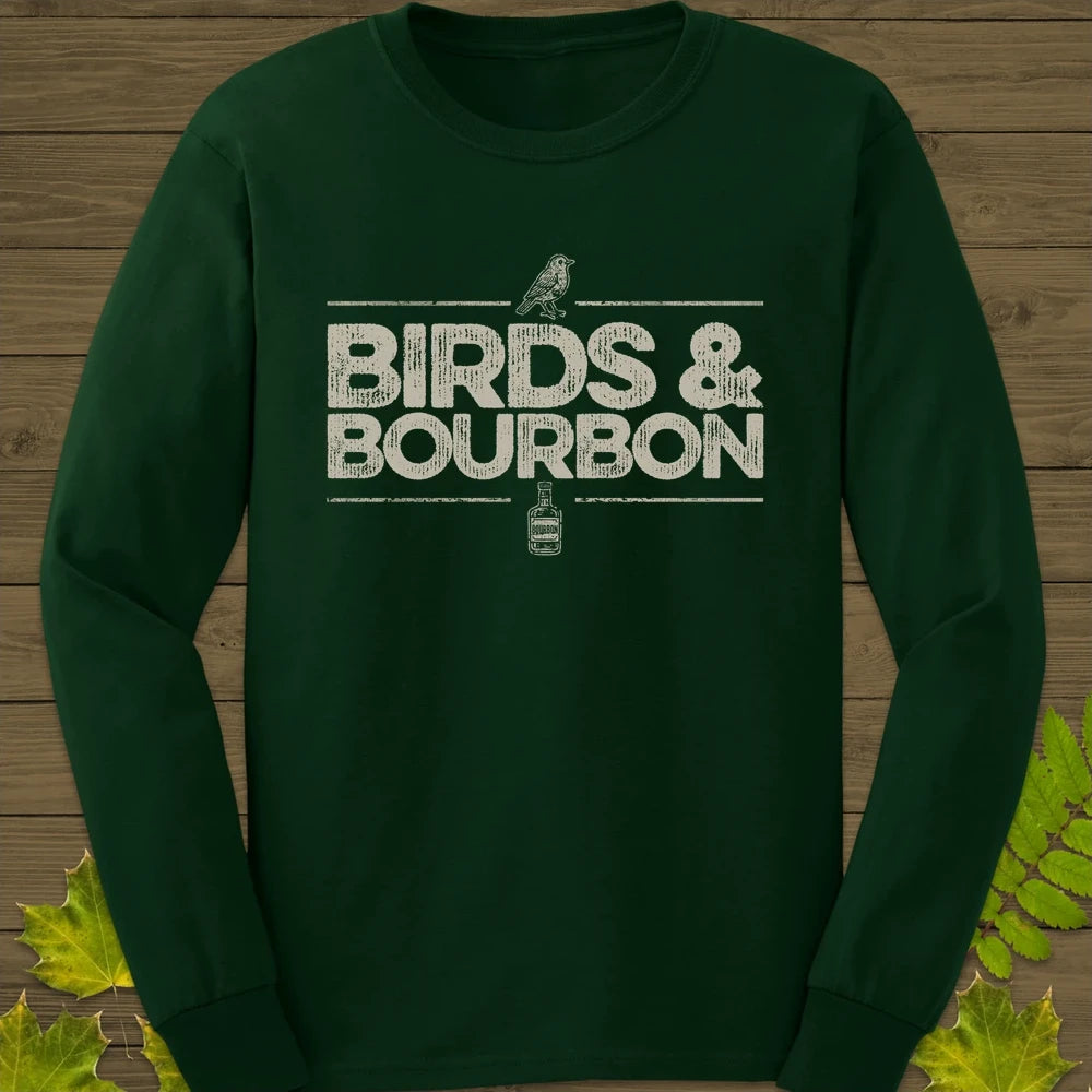 Birds & Bourbon Long Sleeve Forest Green