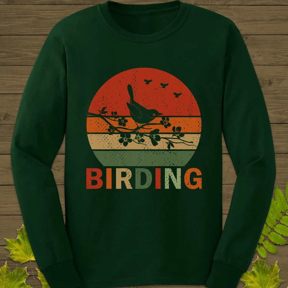 Birding Sunset Long Sleeve Forest Green