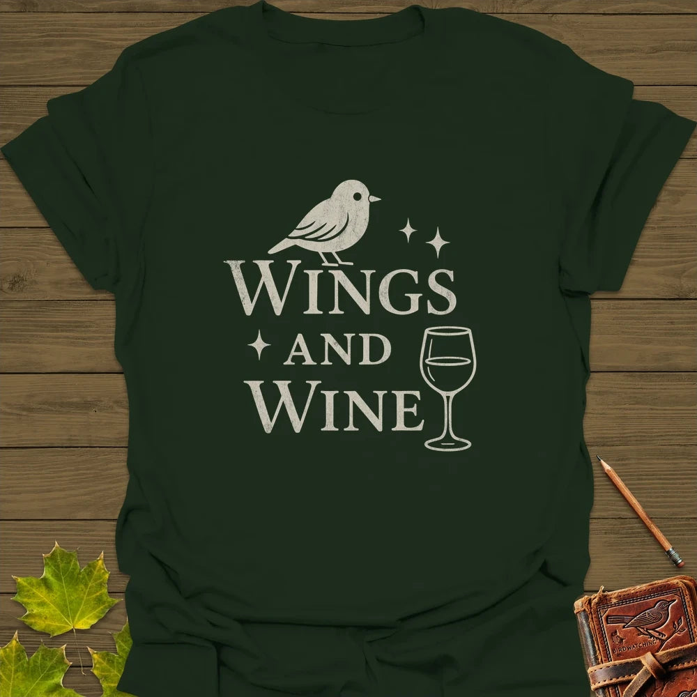 Wings and Wine T-Shirt Forest Green