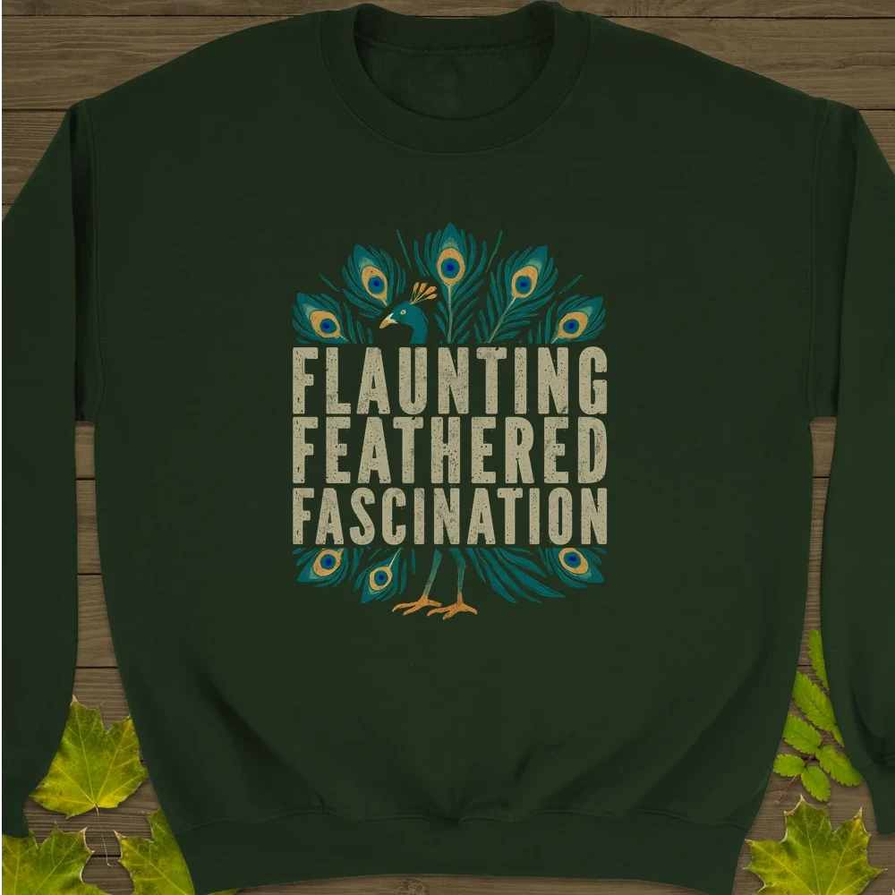 Feathered Fascination Crewneck Sweatshirt Forest Green