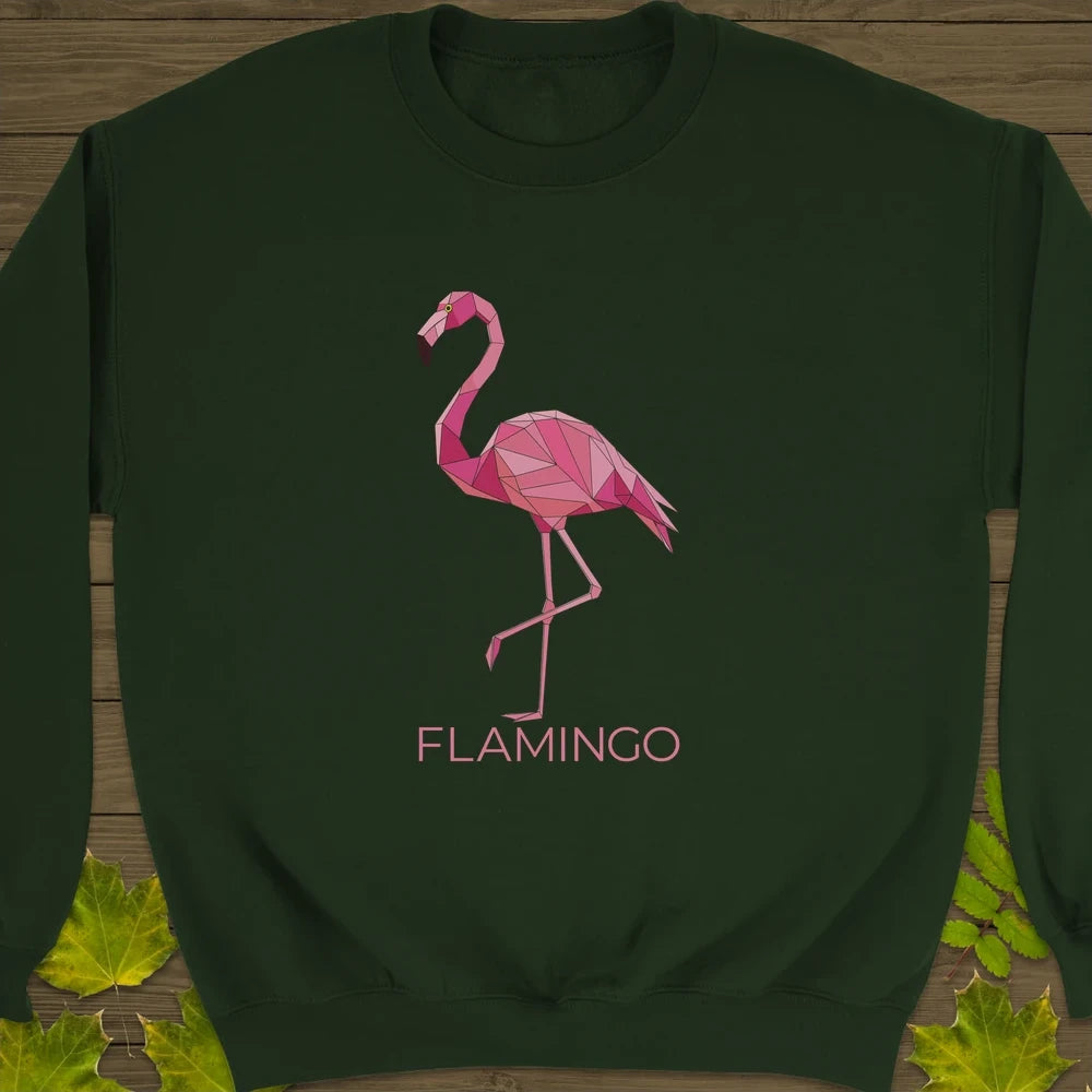 Flamingo Flair Crewneck Sweatshirt Forest Green
