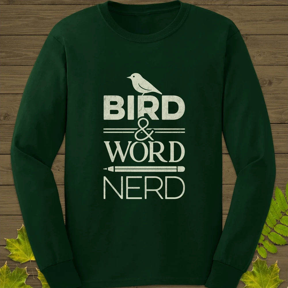 Bird Word Nerd Long Sleeve Forest Green