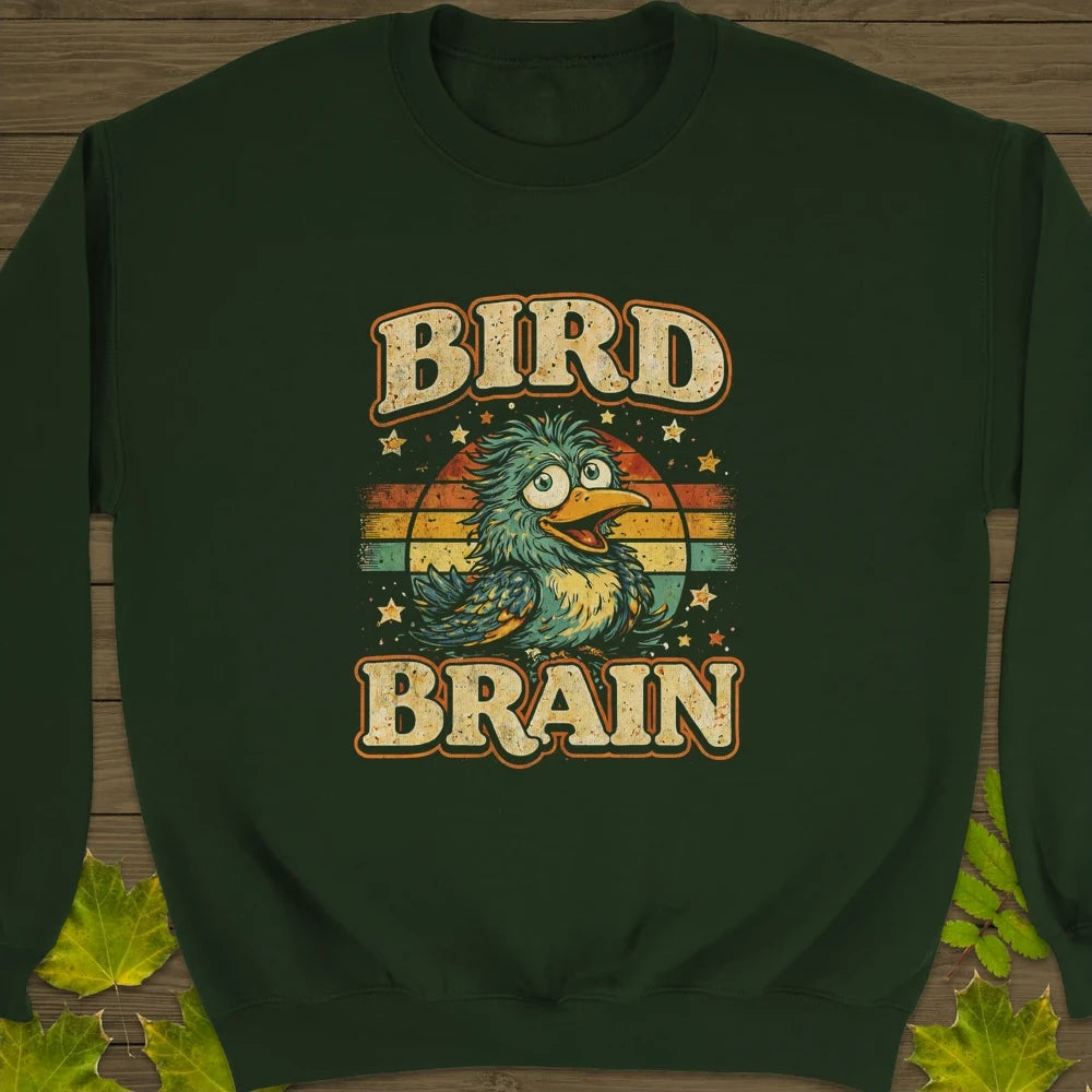 Bird Brain Crewneck Sweatshirt - Forest Green