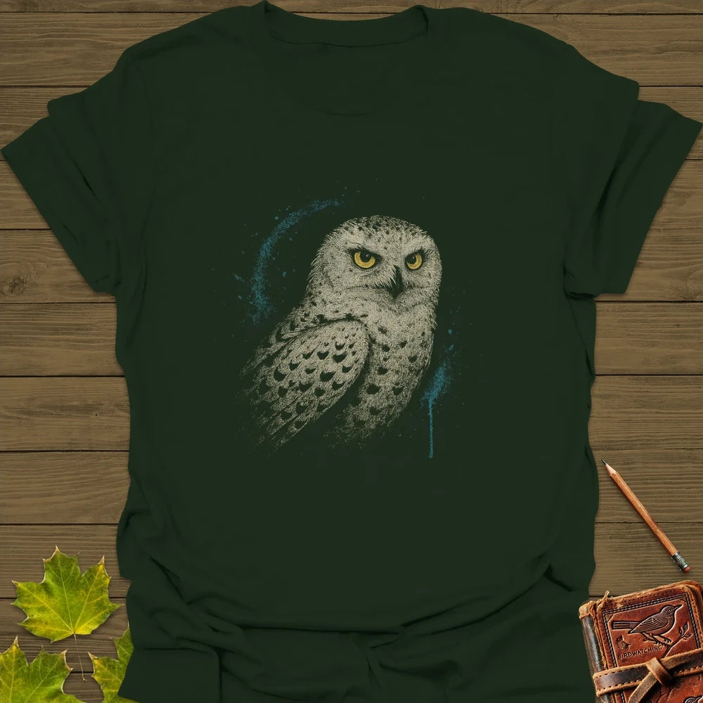 Snowy Owl Art T-Shirt Forest Green