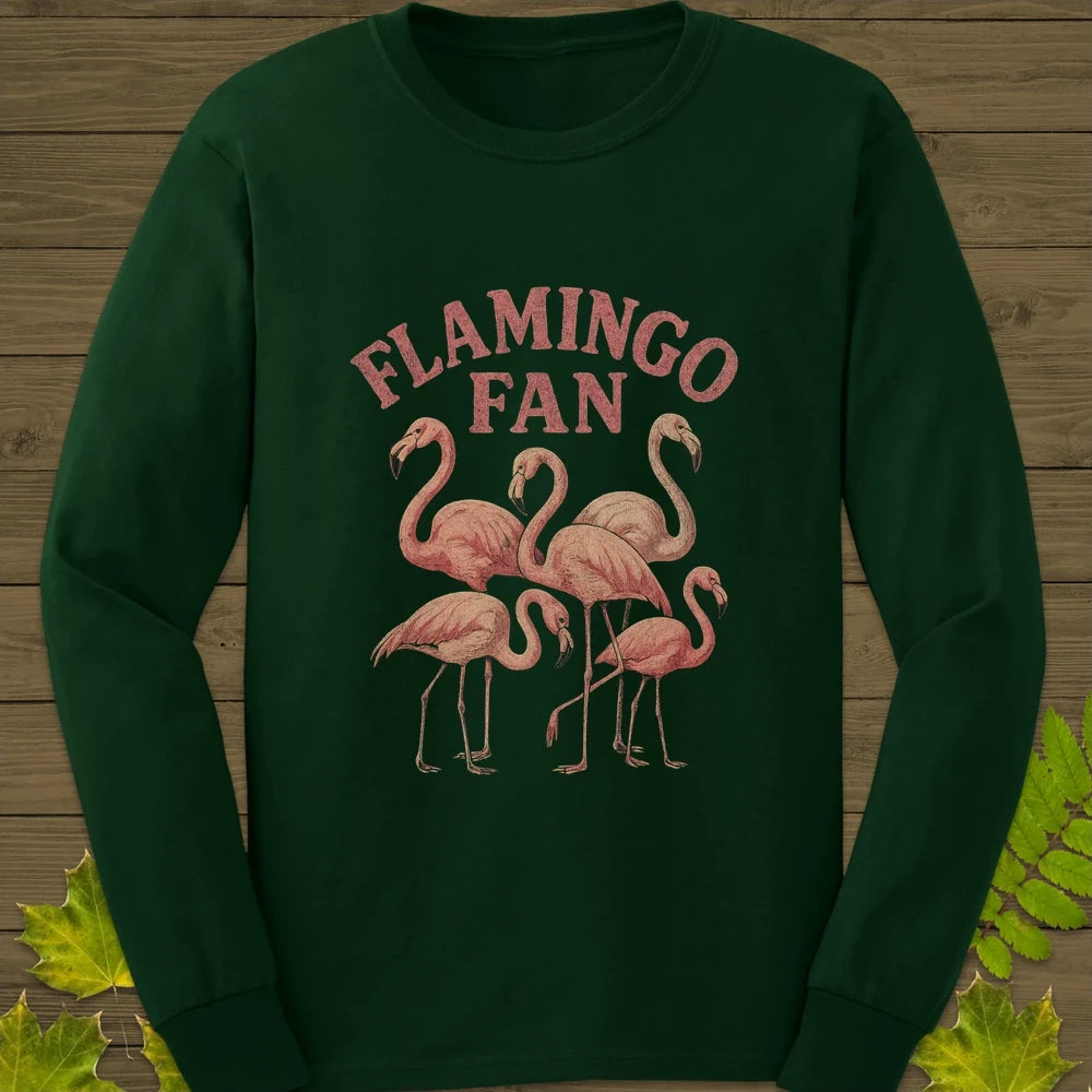 Flamingo Fan Long Sleeve Forest Green