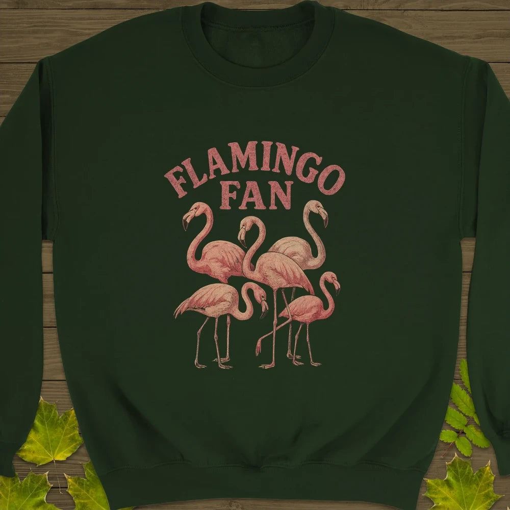 Flamingo Fan Crewneck Sweatshirt Forest Green