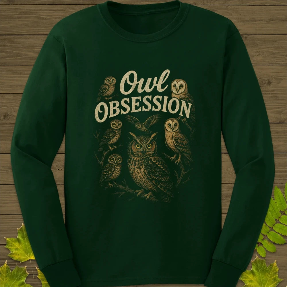 Owl Obsession Long Sleeve Forest Green