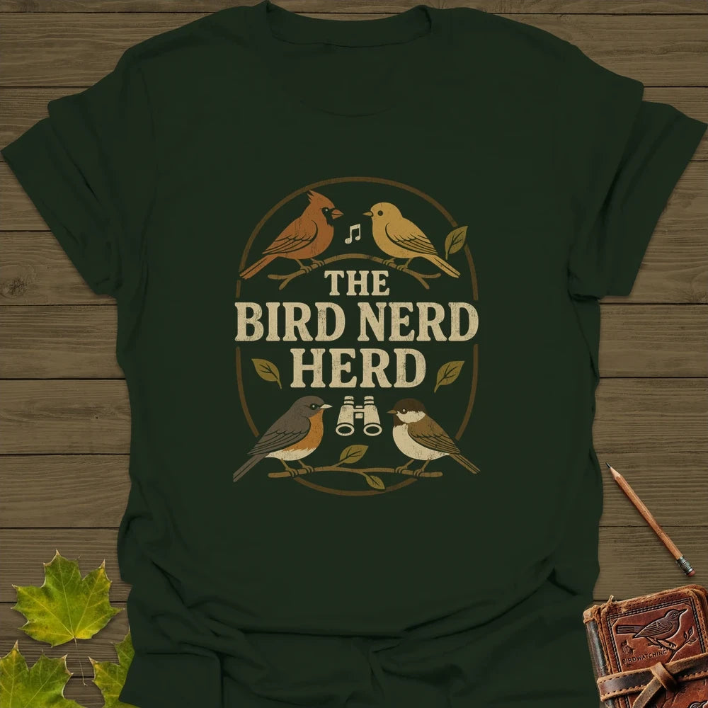 Bird Nerd Herd T-Shirt Forest Green