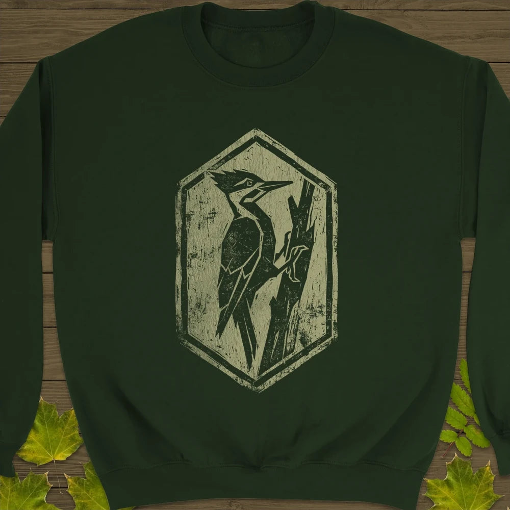 Woodpecker Silhouette Sweatshirt Forest Green
