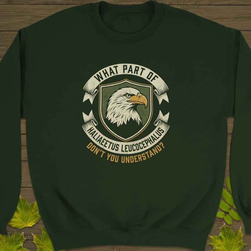 Nerdy Bald Eagle Sweatshirt Forest Green