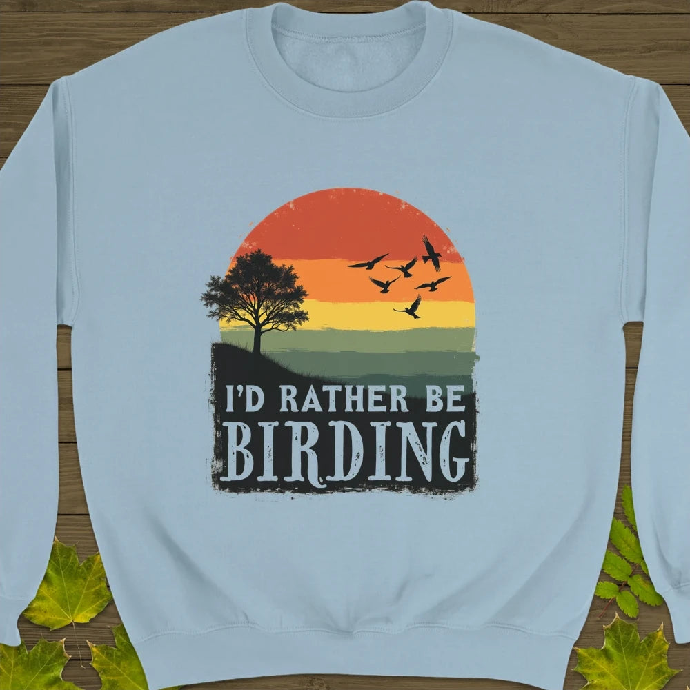 Rather Be Birding Crewneck Sweatshirt Light Blue