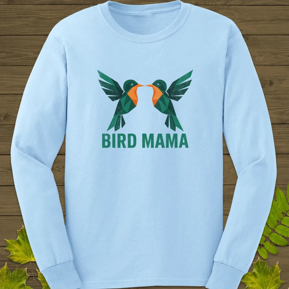 Bird Mama Long Sleeve Light Blue