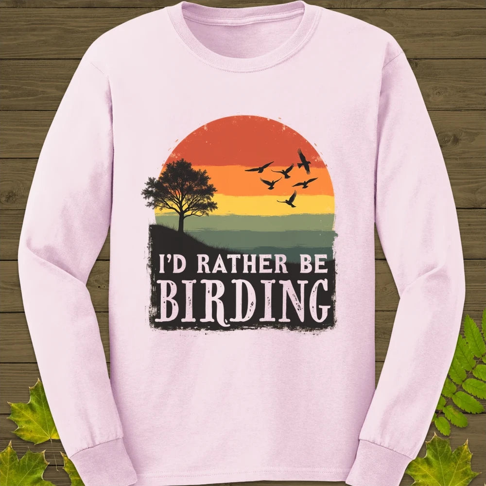 Rather Be Birding Long Sleeve Light Pink