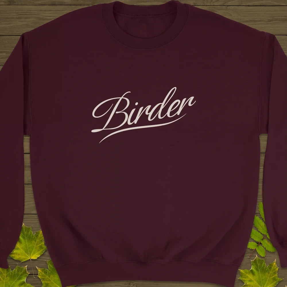 Elegant Birder Script Crewneck Sweatshirt Maroon