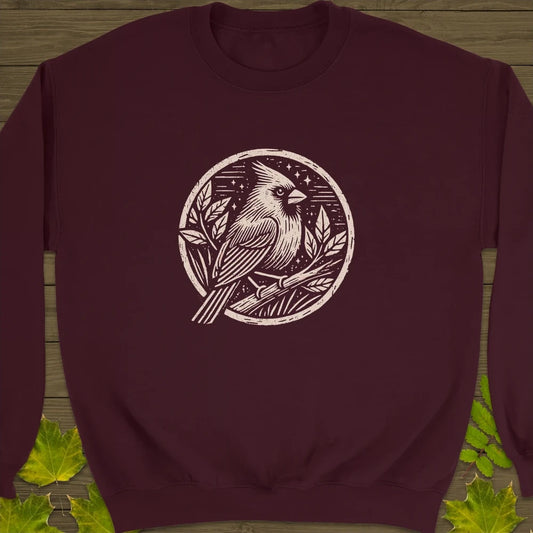 Celestial Cardinal Crewneck Sweatshirt Maroon