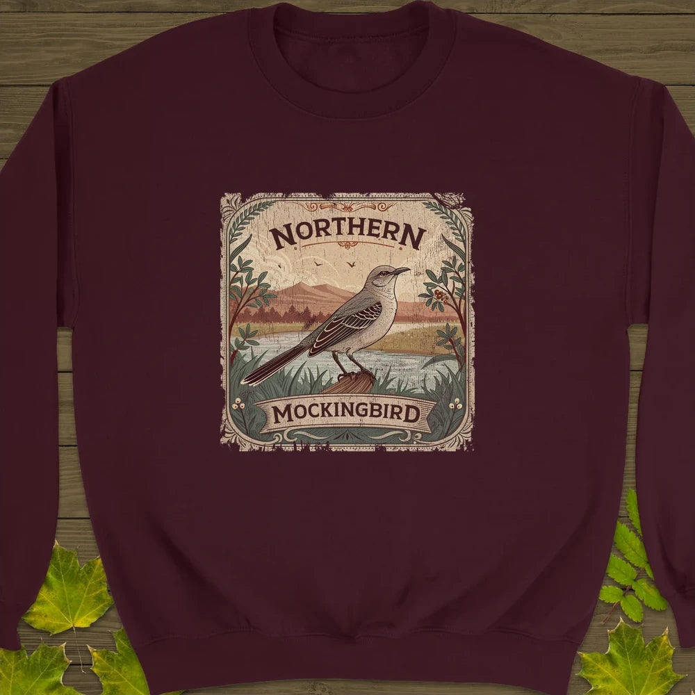 Mockingbird Melody Poster Crewneck Sweatshirt Maroon