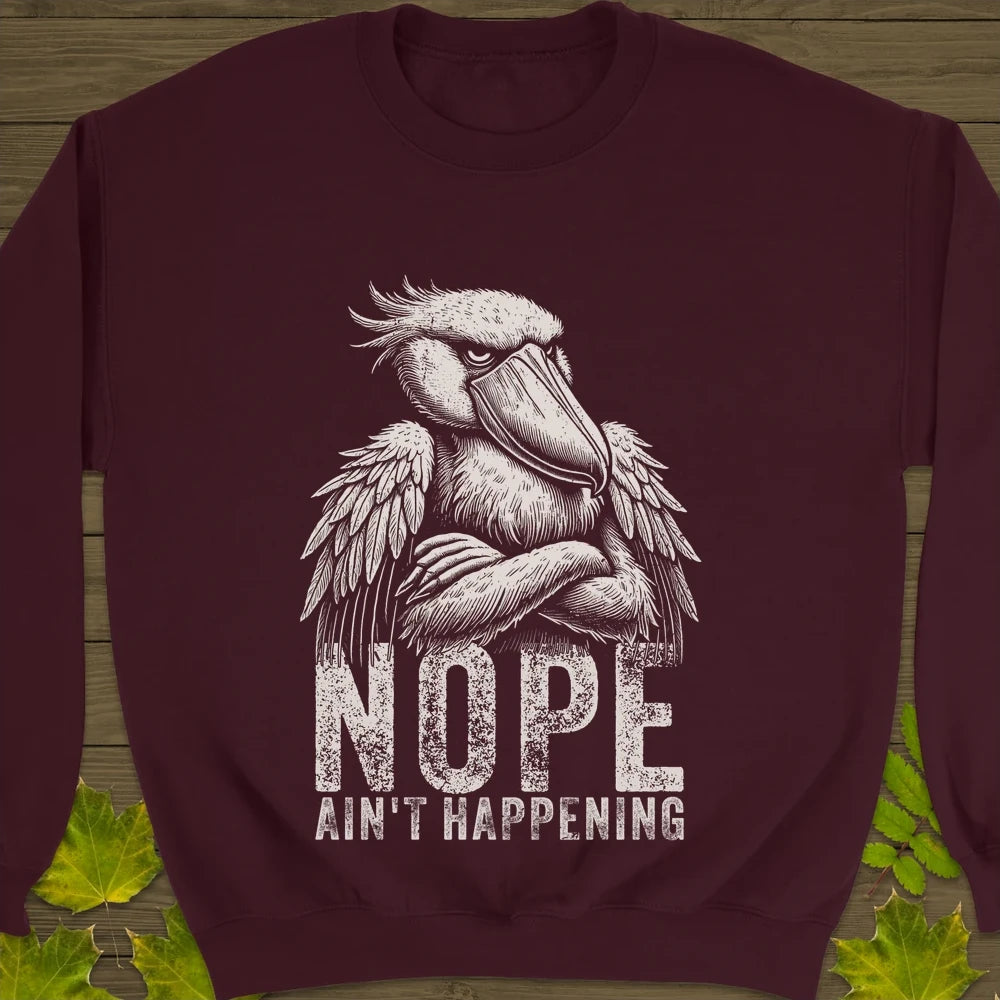 Nope - Grumpy Stork Crewneck Sweatshirt Maroon