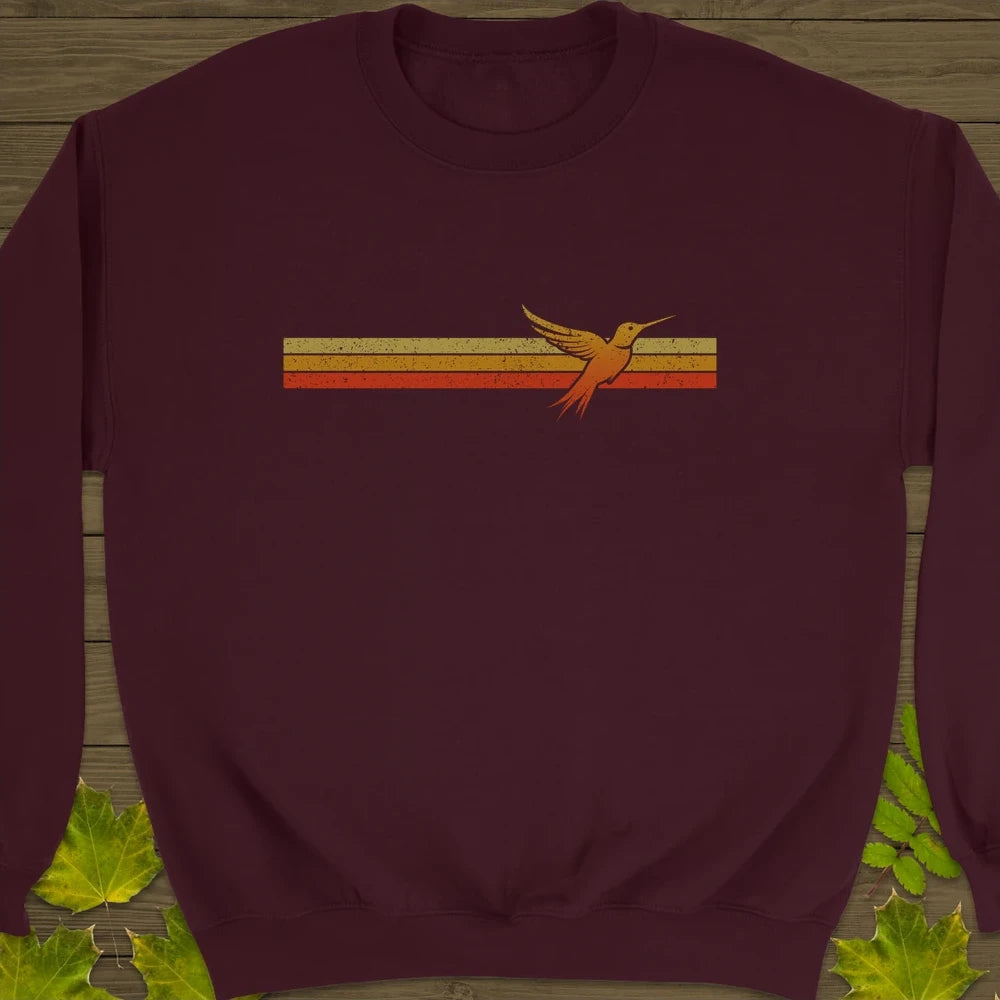 Retro Stripe Hummingbird Crewneck Sweatshirt Maroon