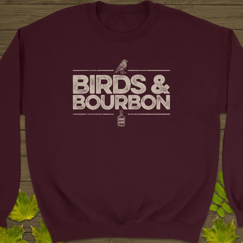 Birds & Bourbon Crewneck Sweatshirt Maroon