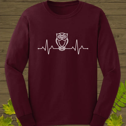 Owl Heartbeat Long Sleeve Maroon