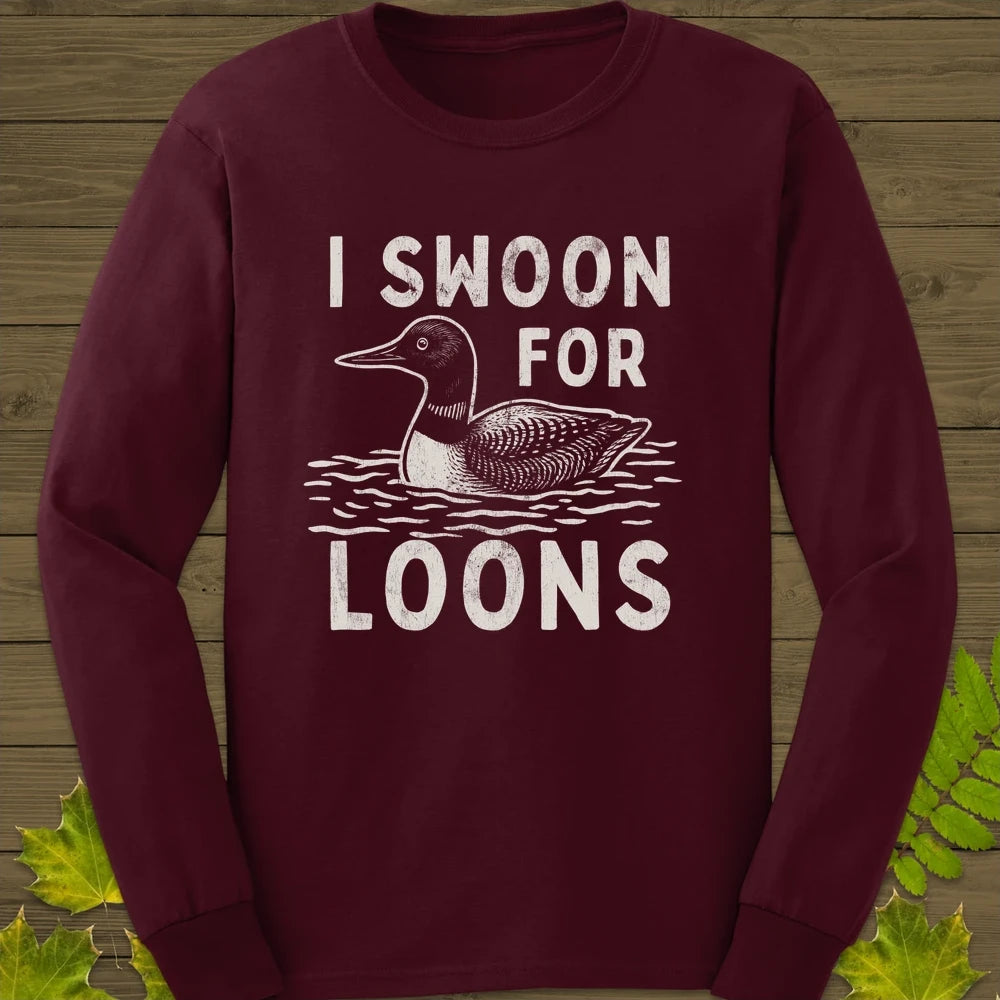 Swoon For Loons Long Sleeve Maroon