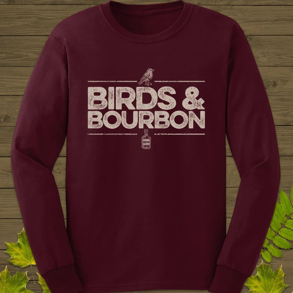 Birds & Bourbon Long Sleeve Maroon