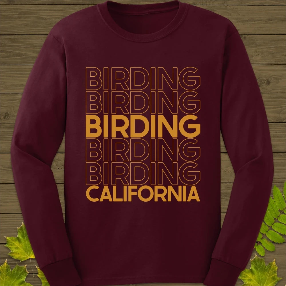 Birding California Long Sleeve Maroon