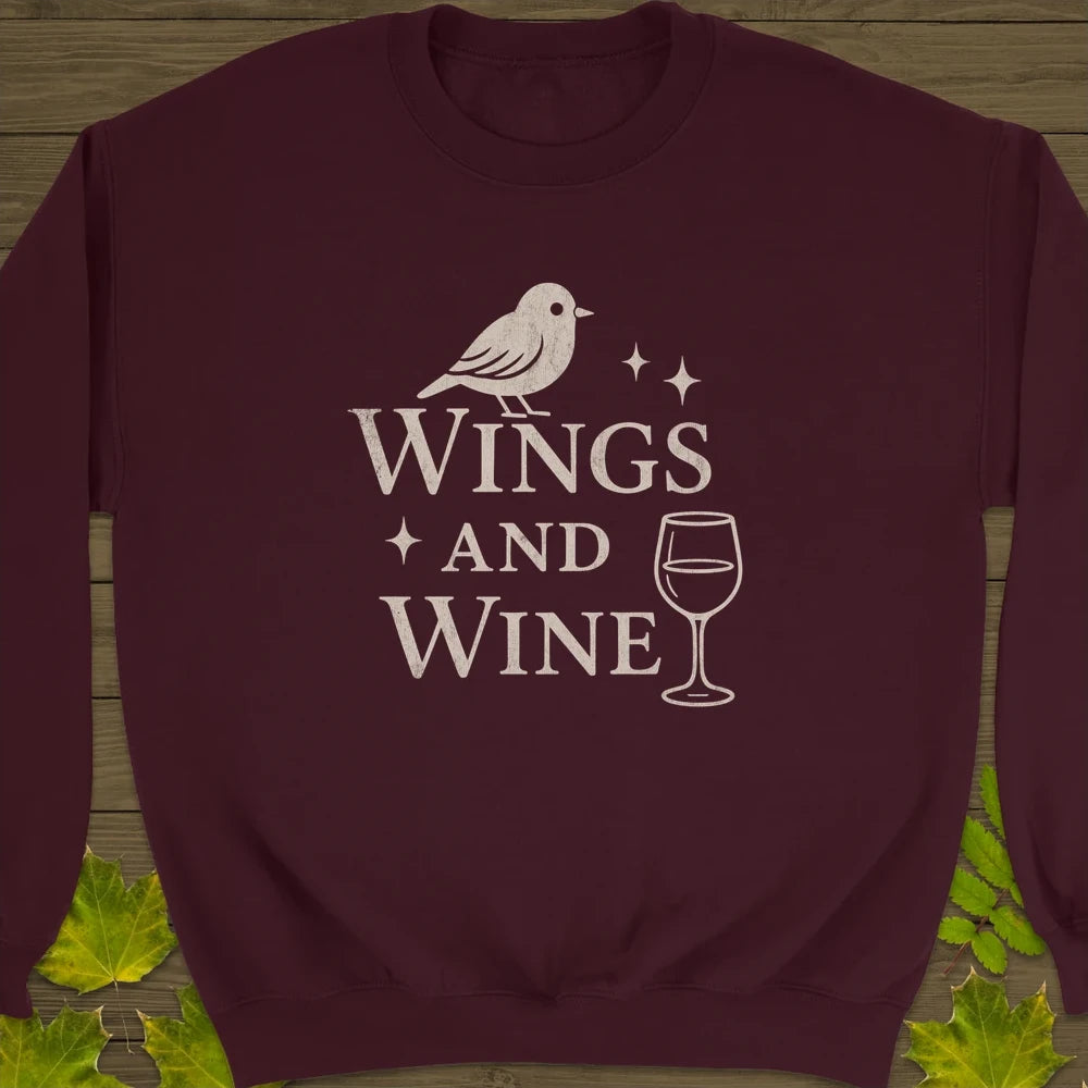 Wings and Wine Crewneck Sweatshirt Maroon