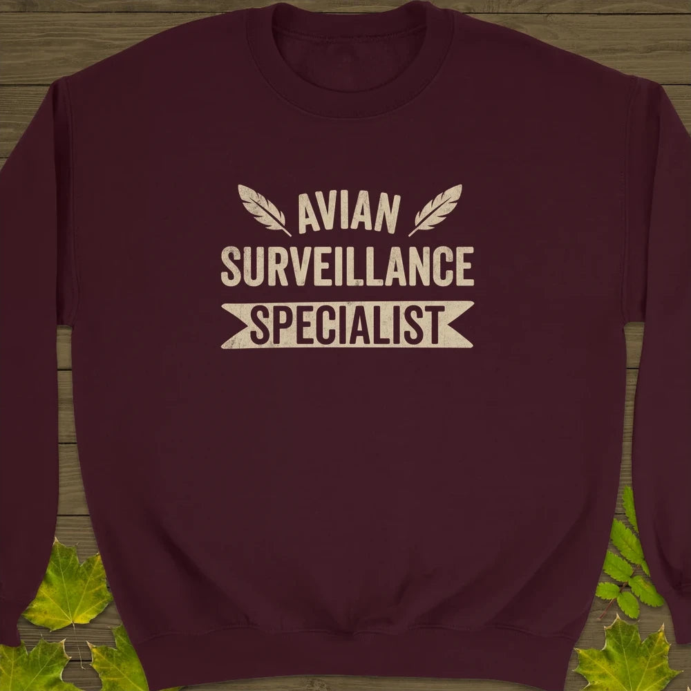Avian Surveillance Crewneck Sweatshirt Maroon