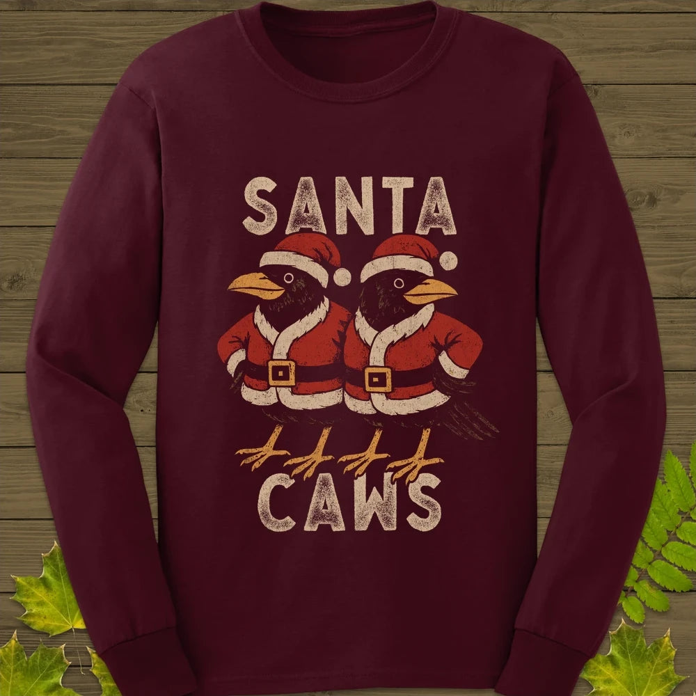Santa Caws Long Sleeve Maroon