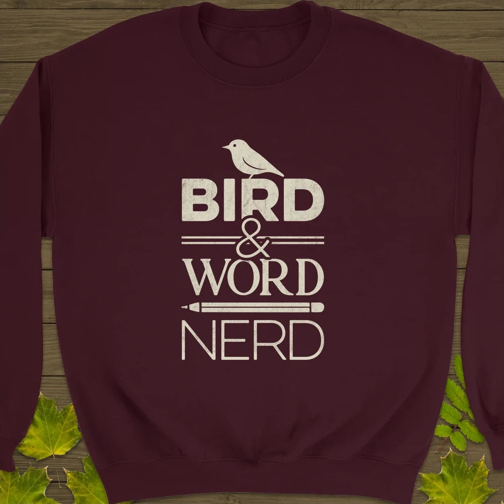 Bird Word Nerd Crewneck Sweatshirt Maroon