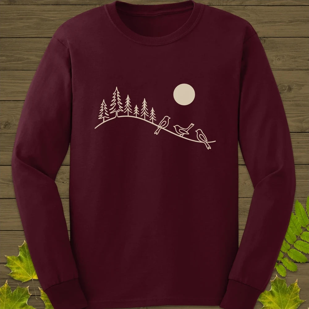 Serene Forest Long Sleeve Maroon