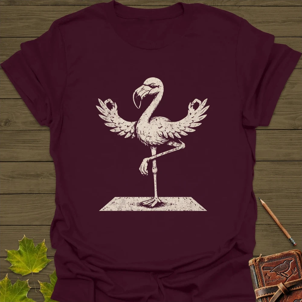 Flamingo Yoga T-Shirt Maroon