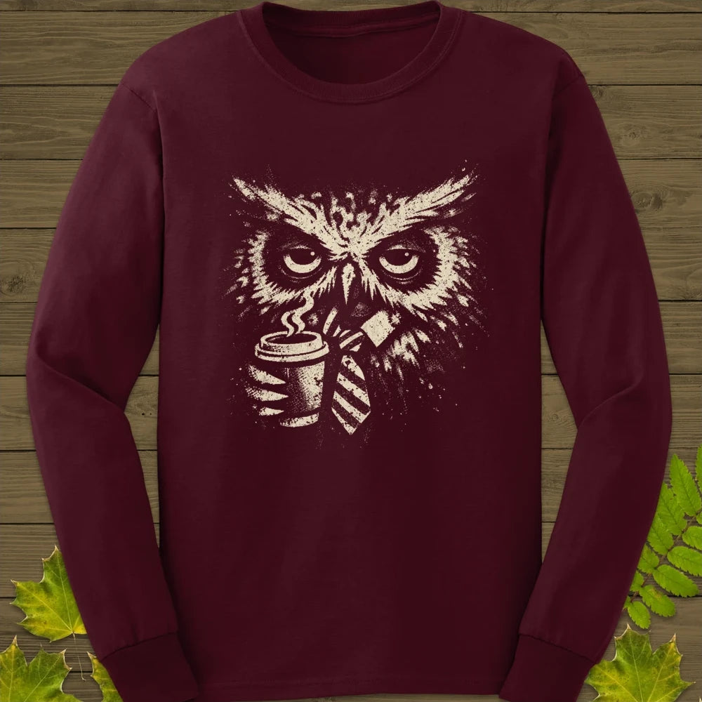 Office Owl Long Sleeve Maroon
