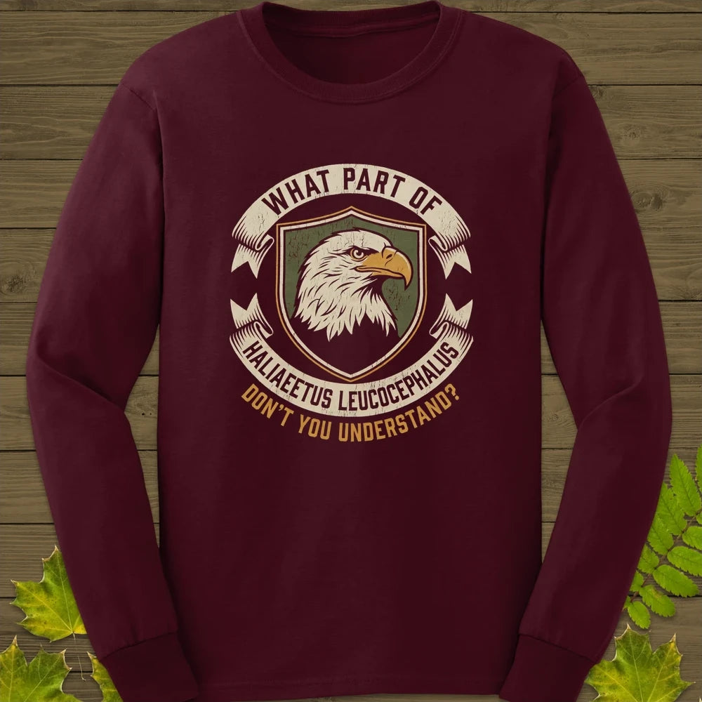 Nerdy Bald Eagle Long Sleeve Maroon