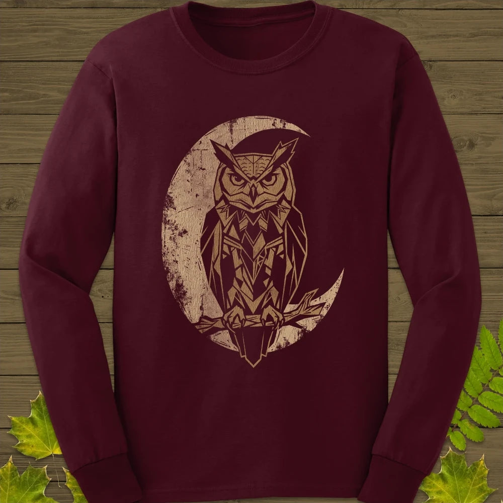 Lunar Owl Long Sleeve Maroon