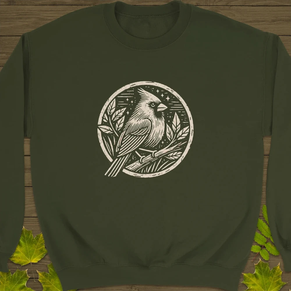 Celestial Cardinal Crewneck Sweatshirt Military Green