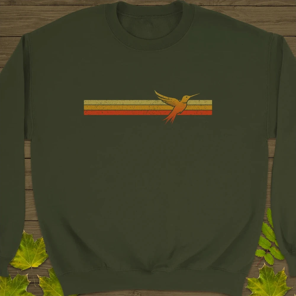 Retro Stripe Hummingbird Crewneck Sweatshirt Military Green